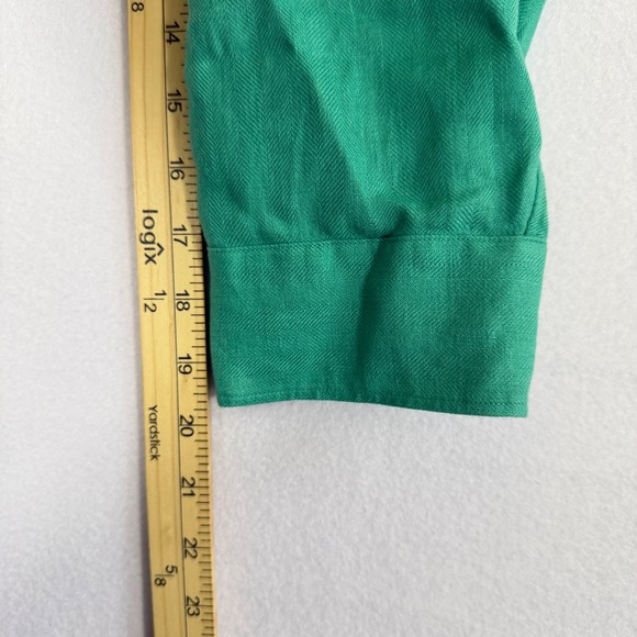 Lauren Ralph Lauren Green 100% Linen Herringbone Button Down Shirt Large - Picture 6 of 9